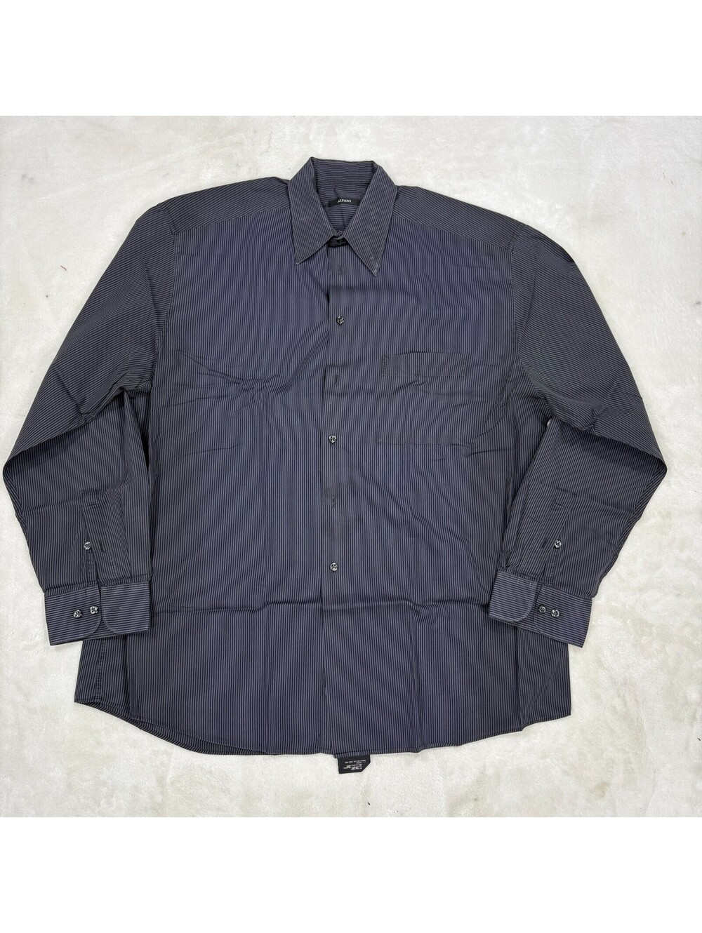 Alfani Mens XL Gray Black Stripe Long Sleeve Button Front Dress Shirt 17 34/35